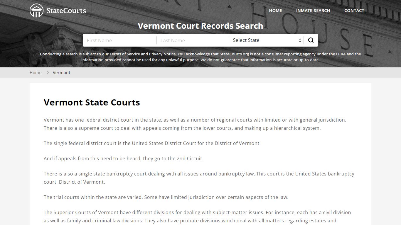 Vermont Court Records - VT State Courts